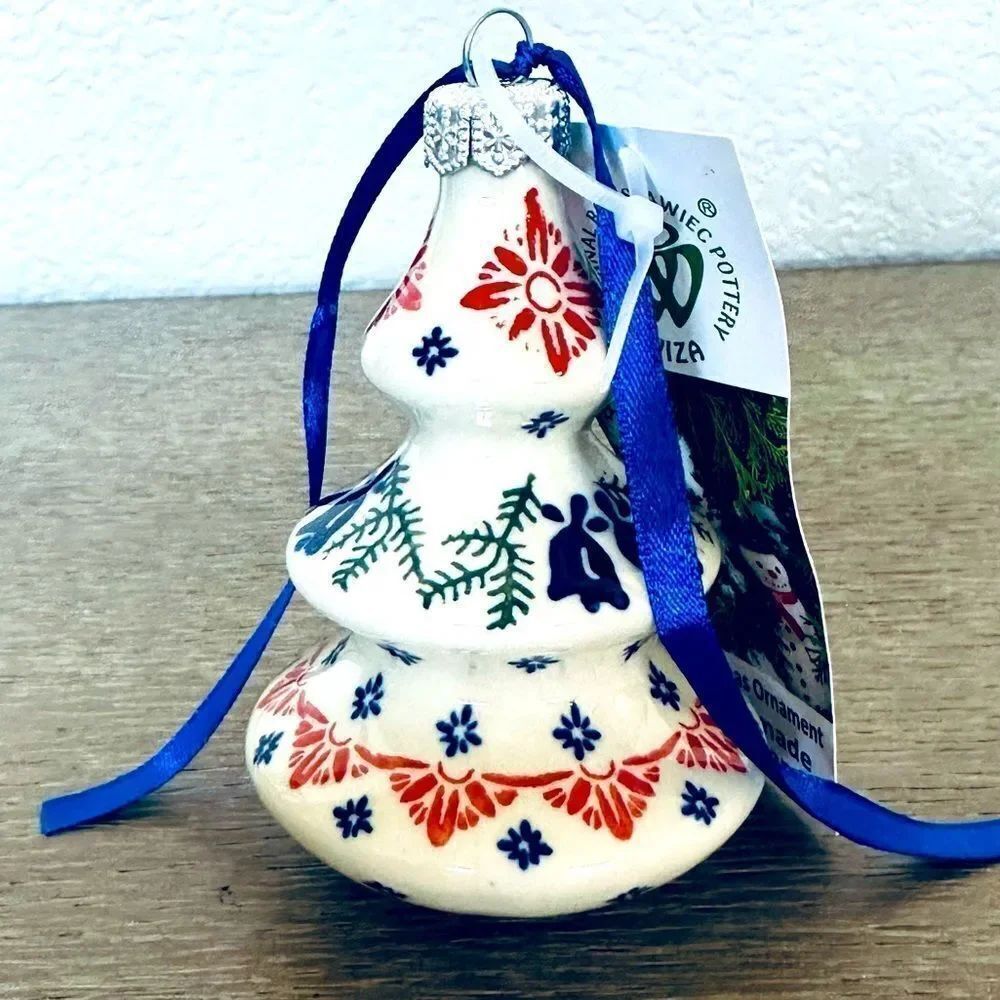 Boleslawiec Polish Pottery Ceramic Christmas Tree Shaped Ornament